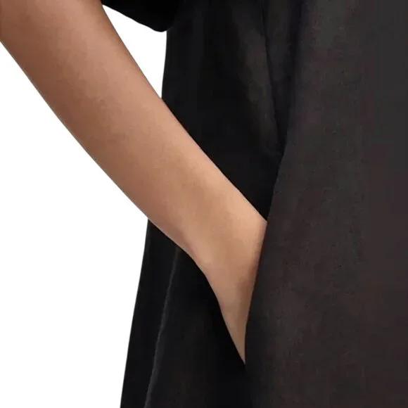 EVERLANE Daytripper Linen Dress Oversized Shirttail Hem Euro Flax Size S Black - Picture 6 of 15